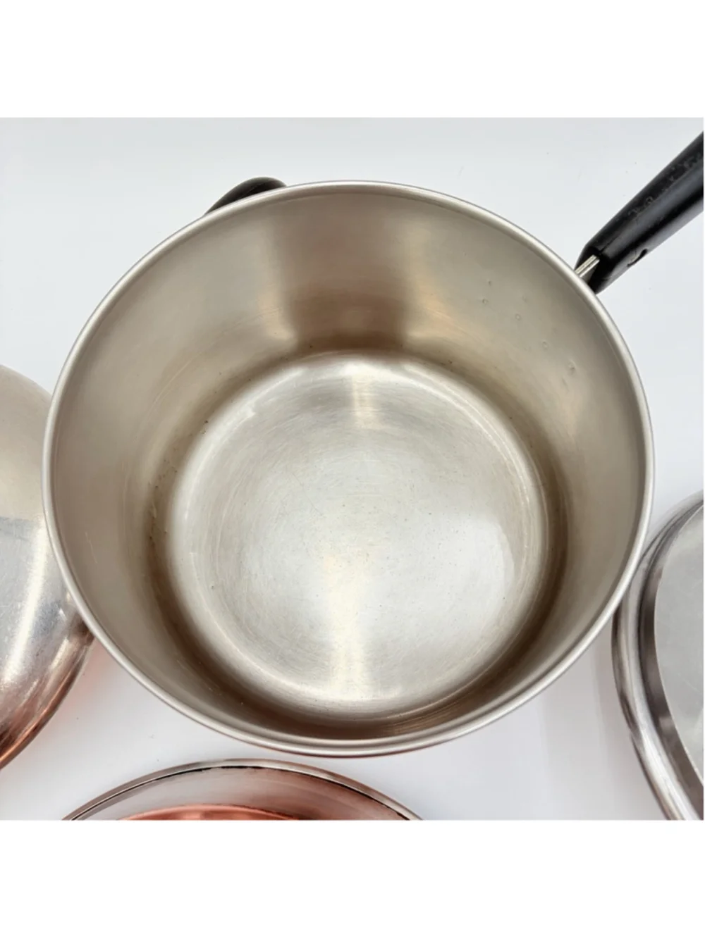 REVERE WARE Copper Clad 5 Pc Cookware Set 10” 7” Skillets Saucepan Lids